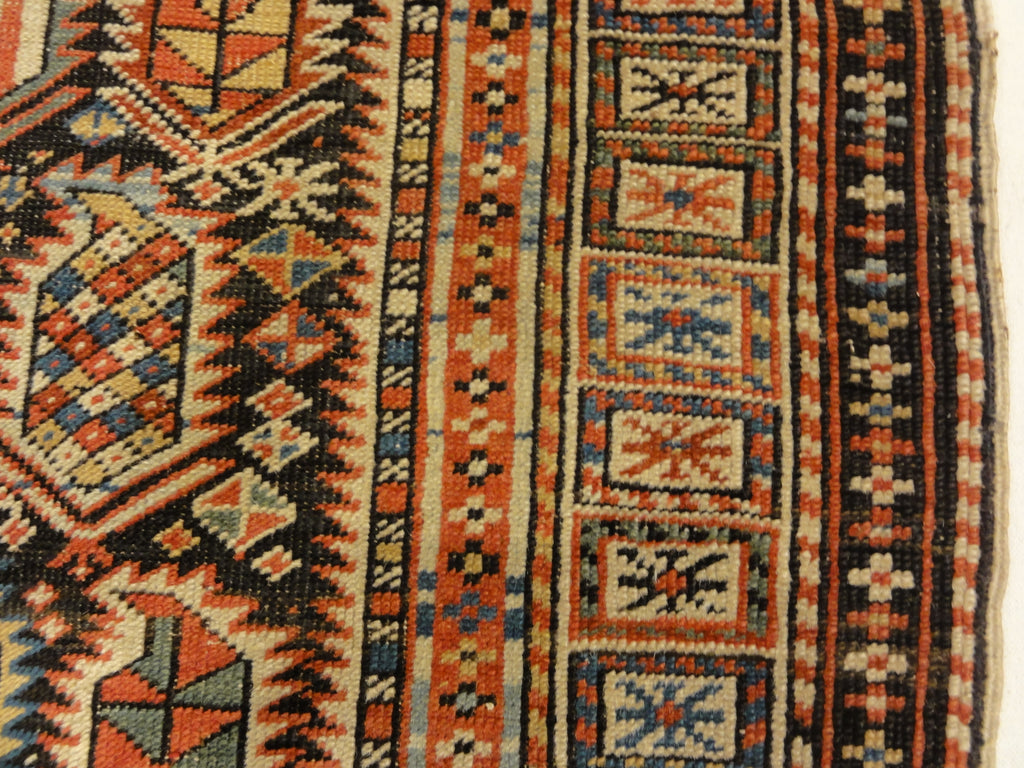Rarest Antique Maraseli Shirvan Caucasian Prayer Rug. A piece of genuine woven carpet art sold by the Santa Barbara Design Center, Rugs and More.