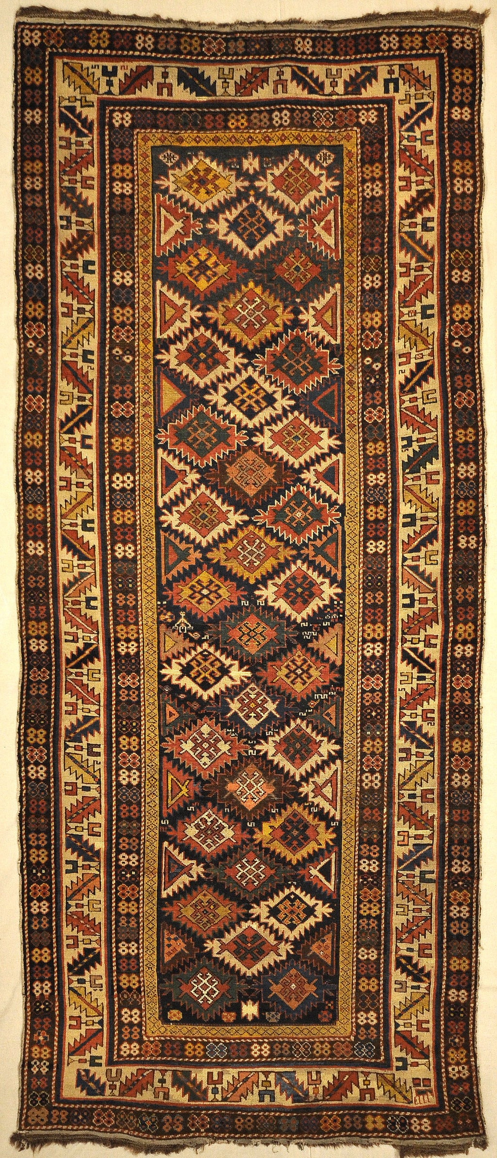 Antique Shirvan Runner Rug. A piece of authentic antique genuine woven carpet art sold by Santa Barbara Design Center, Rugs and More.