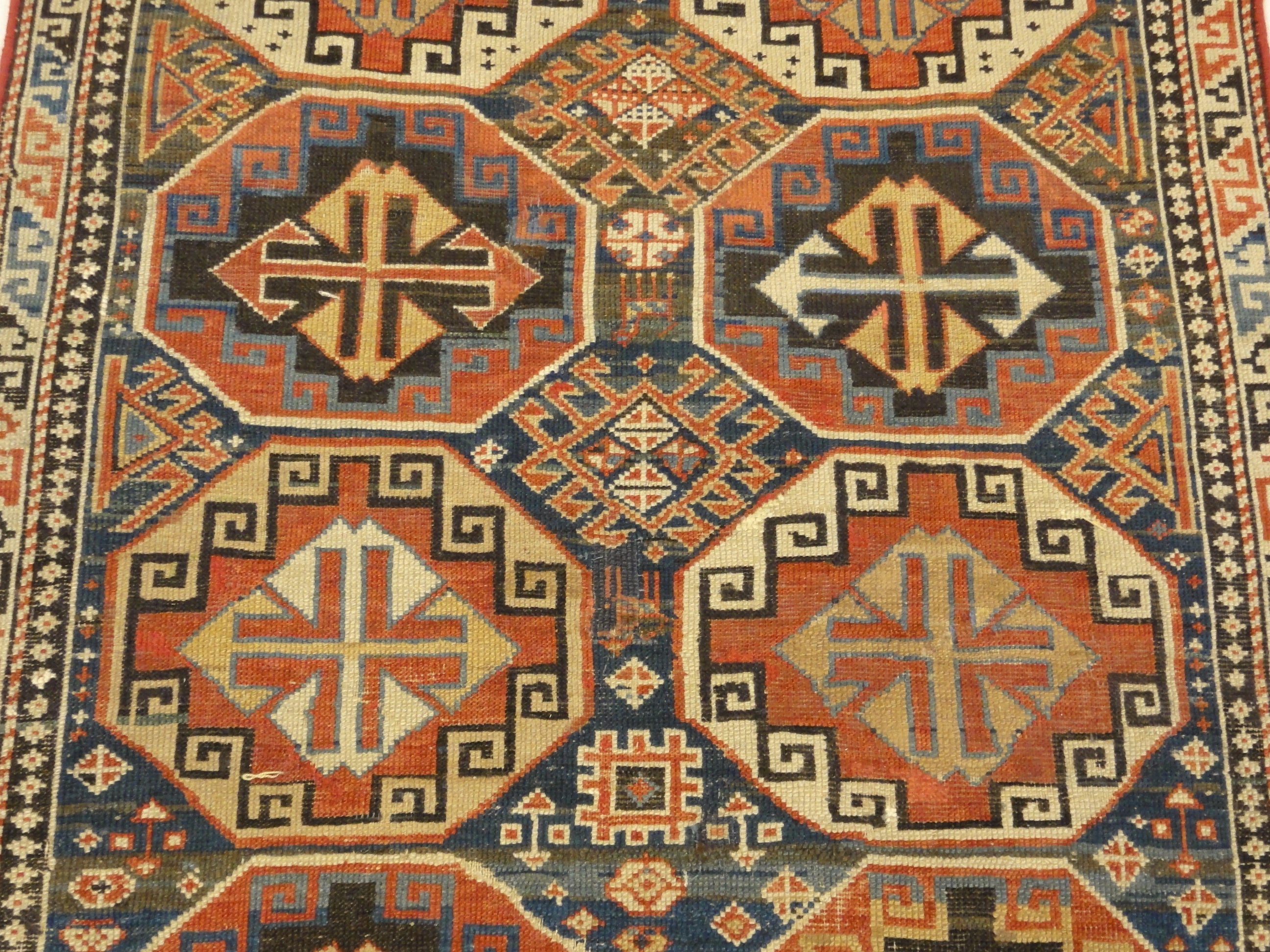 antique Kazak Memling Gul Rug 30641