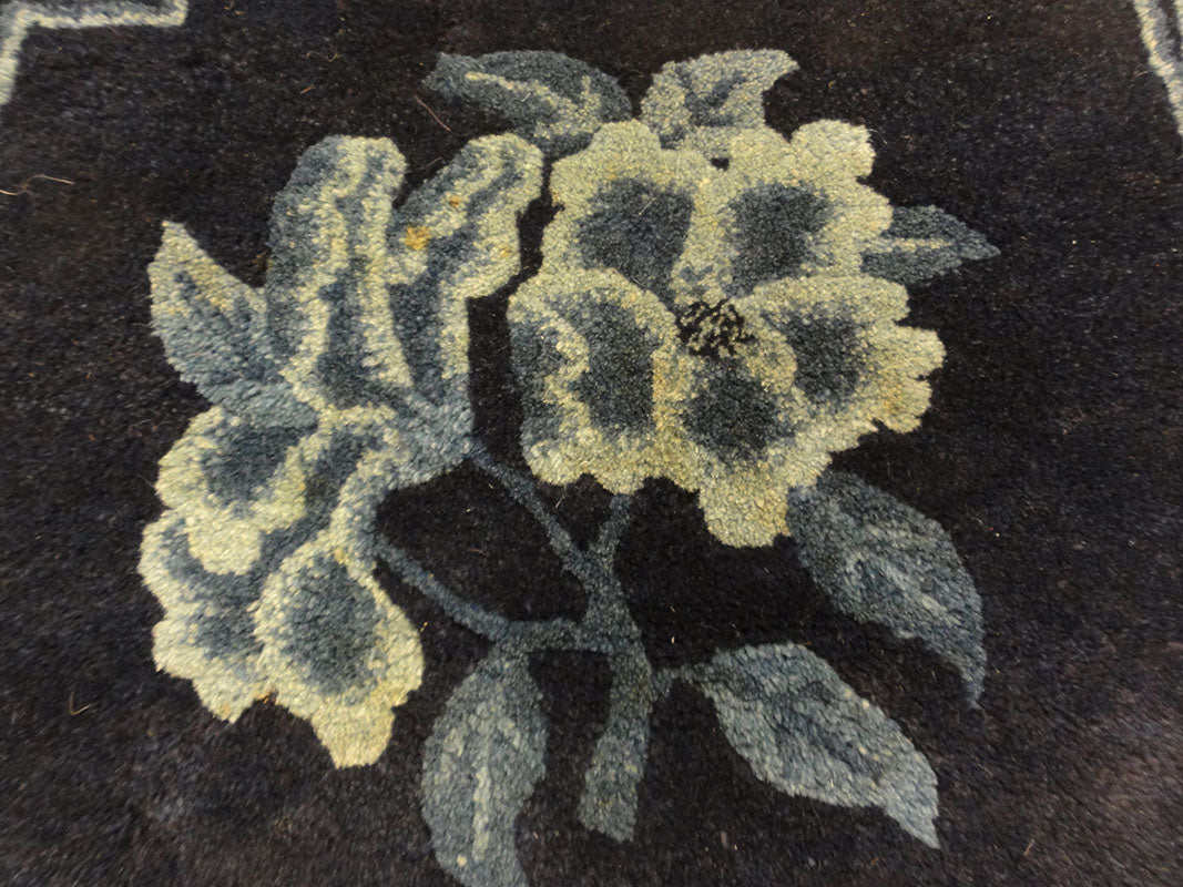 Antique Chinese Chair Cover Natural Dyed Wool. A piece of handmade antique natural dyed woven carpet art sold by Santa Barbara Design Center Rugs and More.