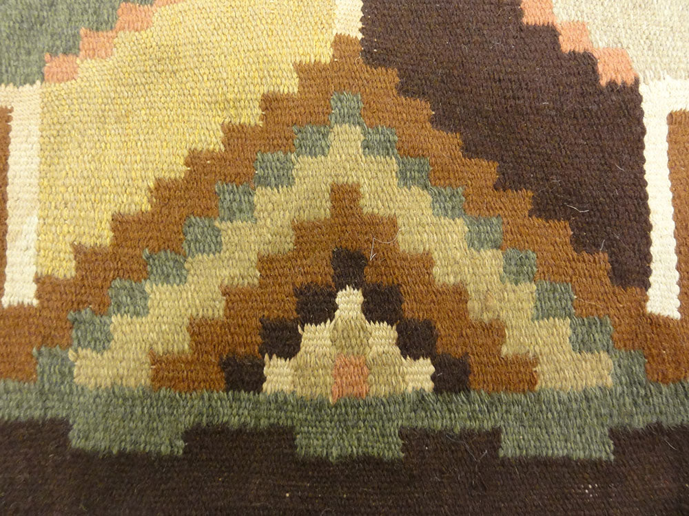 Antique Small Swedish Kelim Rug. A piece of antique woven carpet art sold by the Santa Barbara Design Center, Rugs in More in Santa Barbara, California.
