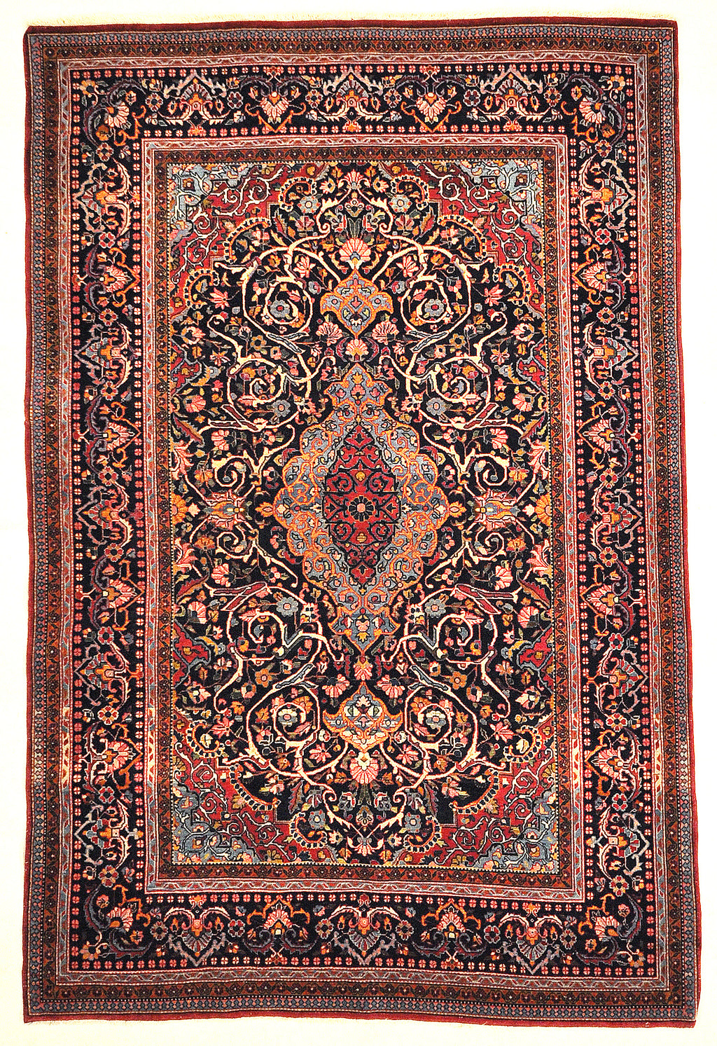 Antique Persian Kashan with Flower Medallion