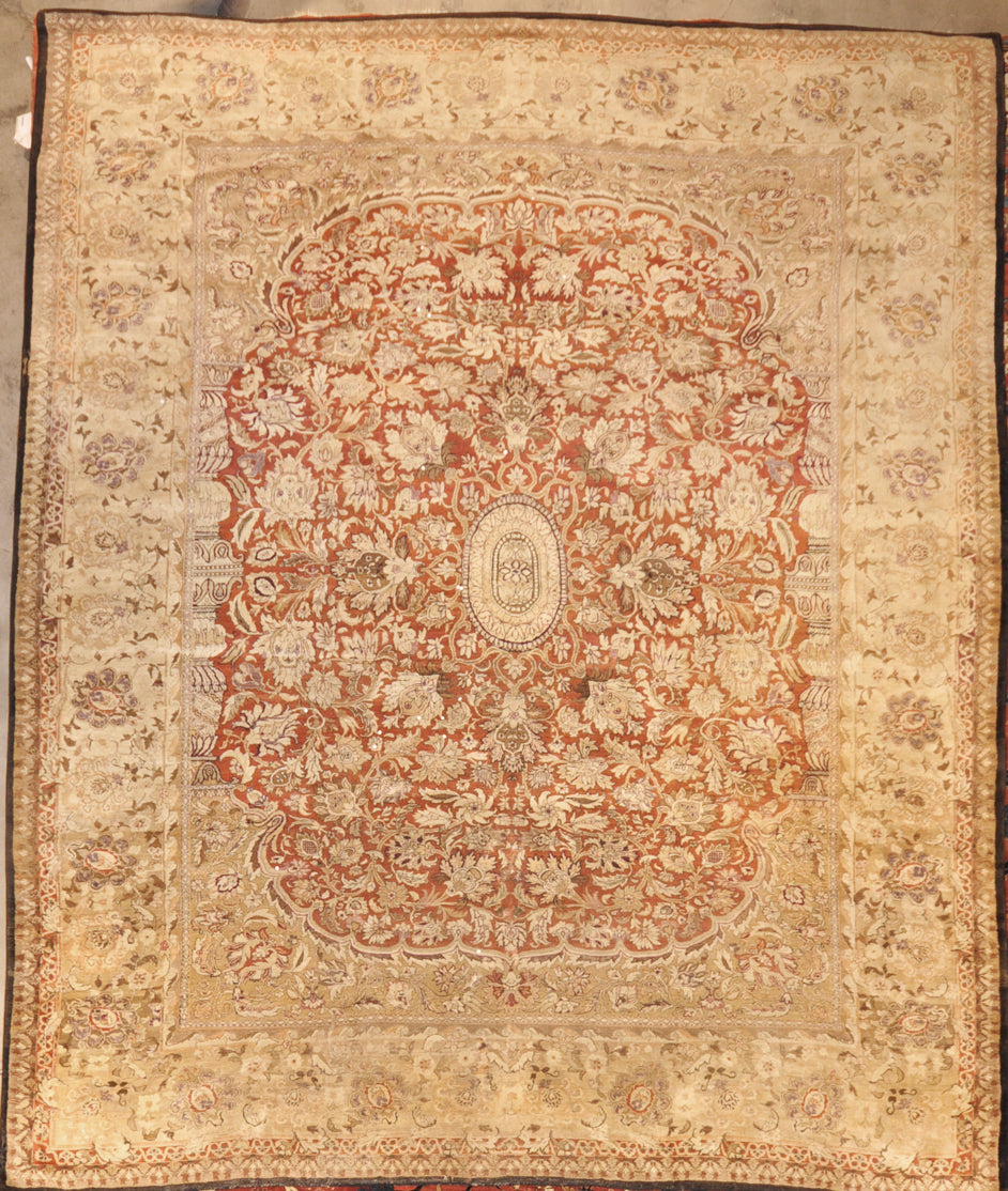 Rare Antique Mughal Royal carpet in perfect condition woven ca.1850 with Pashmina type wool 28290