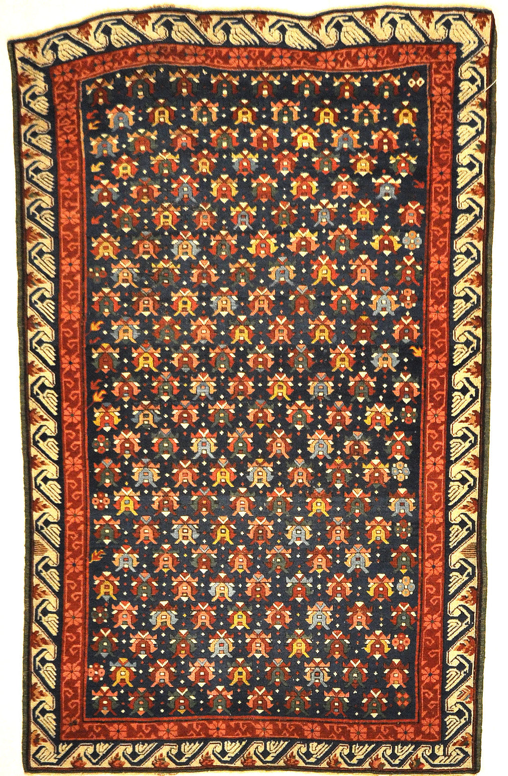Rare Antique Cabbage Rose Seychour Rug. A piece of genuine authentic antique woven carpet art sold by the Santa Barbara Design Center, Rugs and More.
