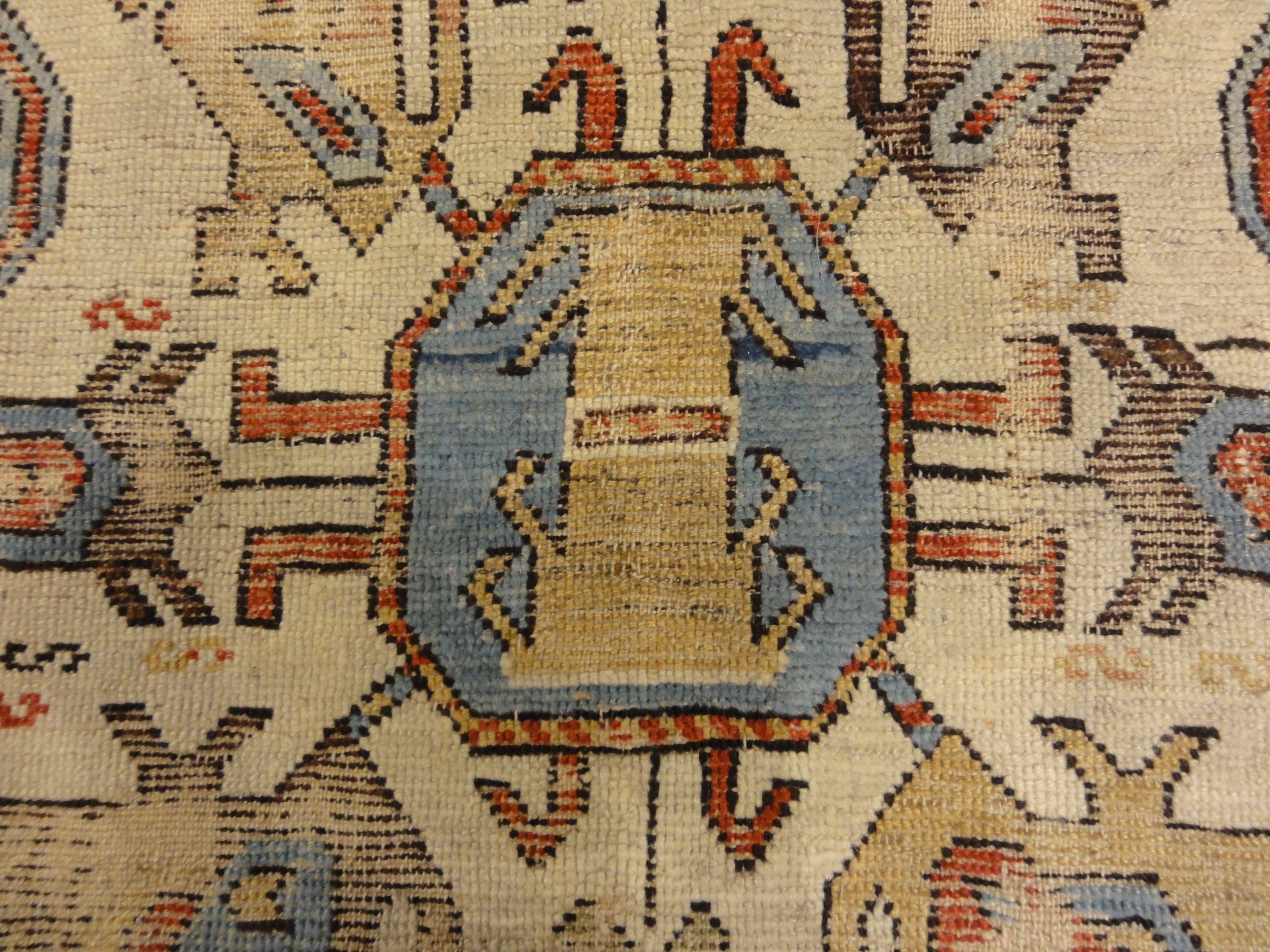 Antique Early Caucasian Proto Northern Kurdish Rug Circa 1700s. A piece of antique woven carpet art sold by Santa Barbara Design Center, Rugs and More.
