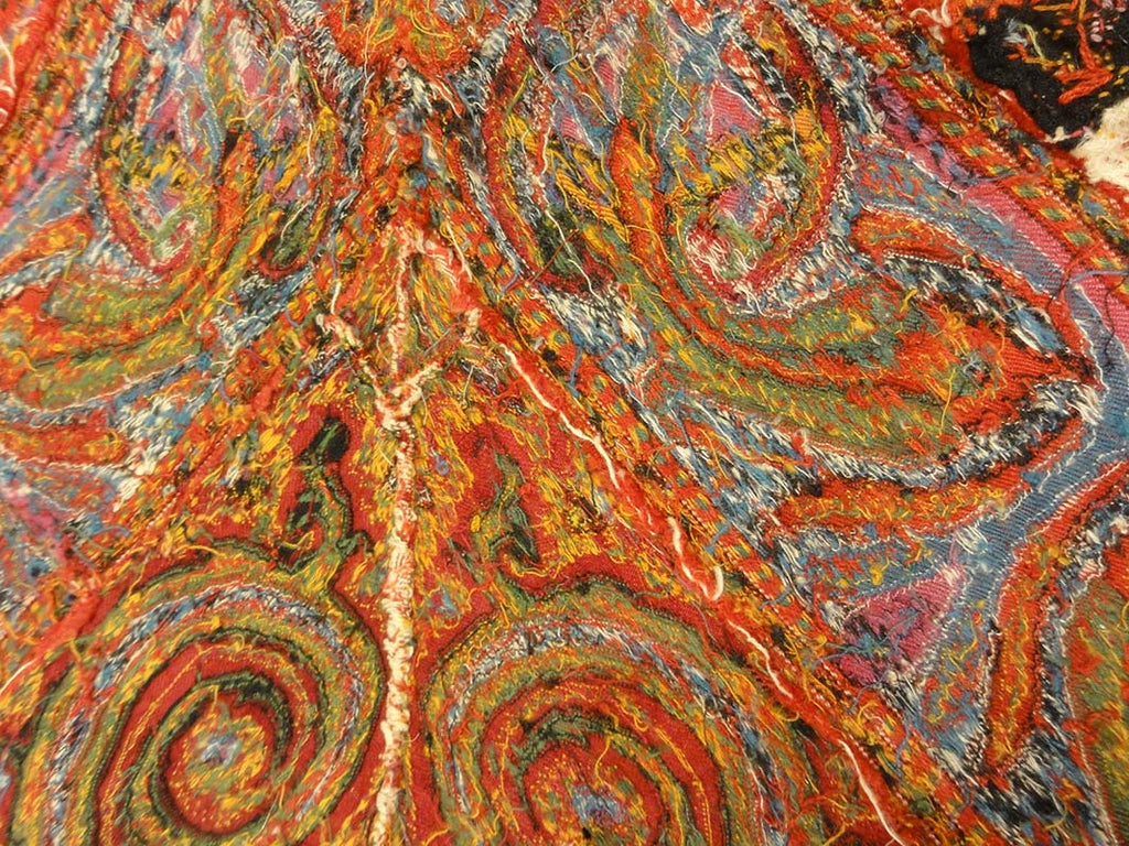 Antique Finest 1700s Persian Pashmina Kashmiri Shawl. Antique woven carpet art sold by Santa Barbara Design Center Rugs and More in Santa Barbara California