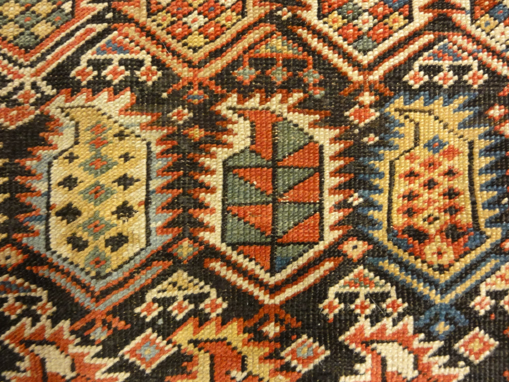 Rarest Antique Maraseli Shirvan Caucasian Prayer Rug. A piece of genuine woven carpet art sold by the Santa Barbara Design Center, Rugs and More.