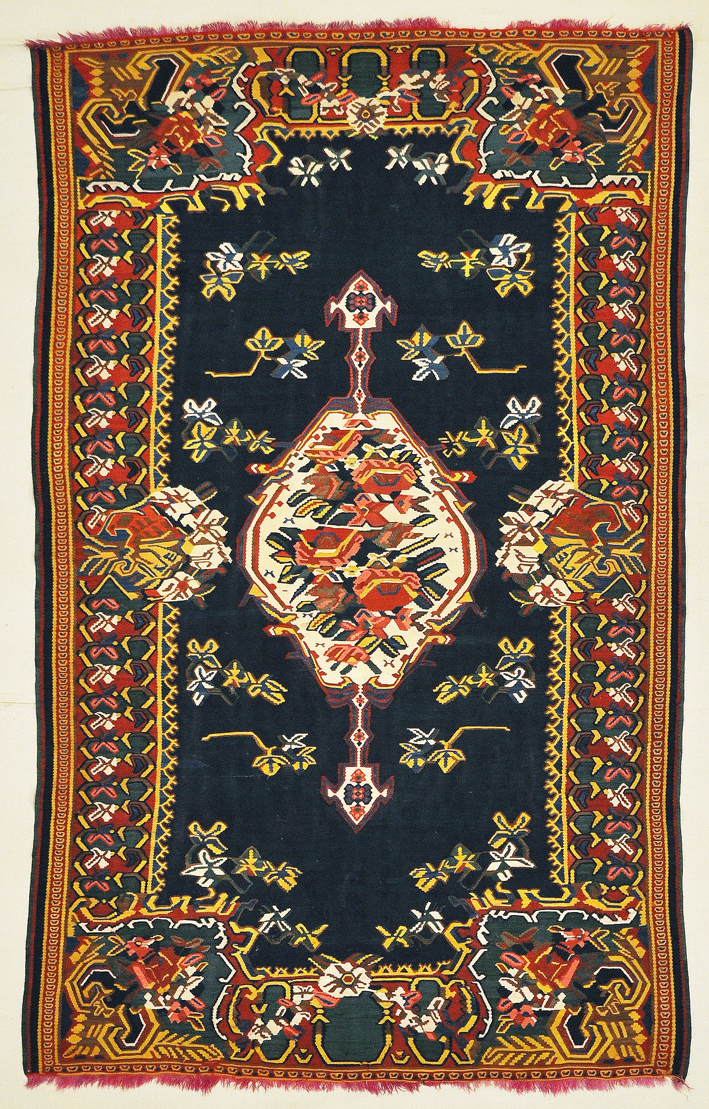 Antique Persian Finest Silk Bijar Kelim