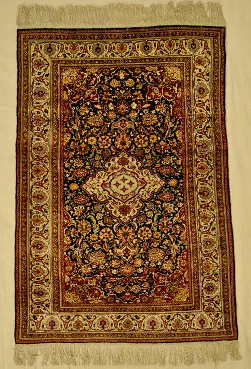 Antique Silk Hereke W/ Silver rugs a nd more -