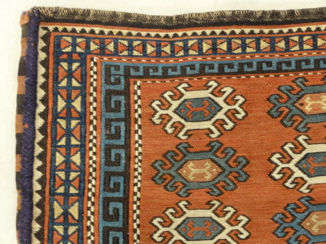 30737 Rare Antique Caucasian Kuba Soumak Saddle Bag