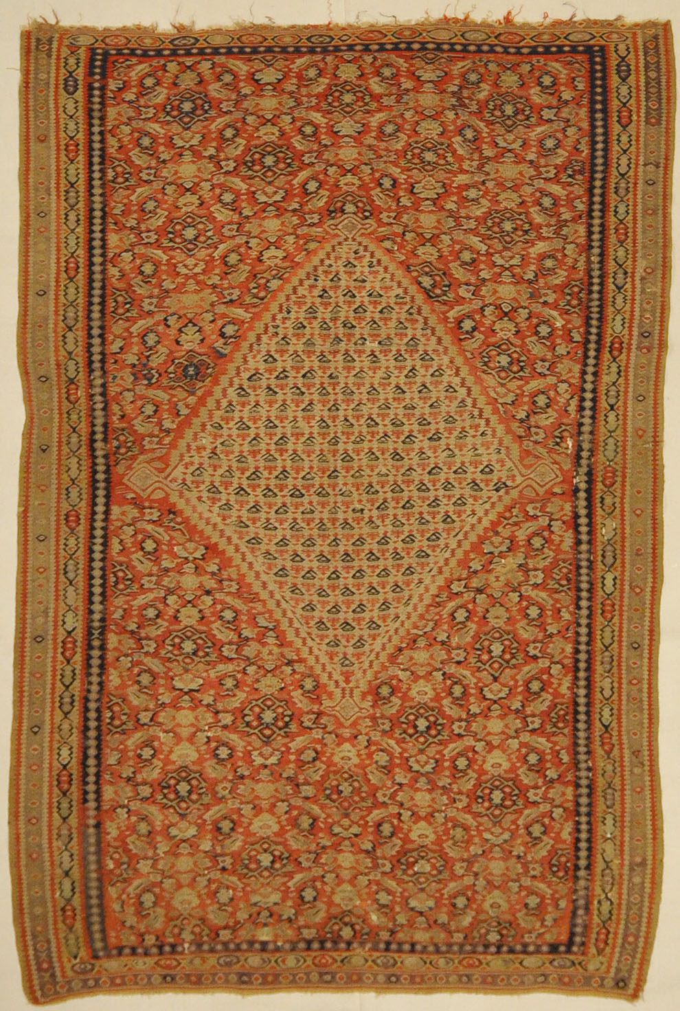 Antique Senneh Second Half of 19th Century. A piece of antique woven carpet art sold by Santa Barbara Design Center Rugs and More Santa Barbara California