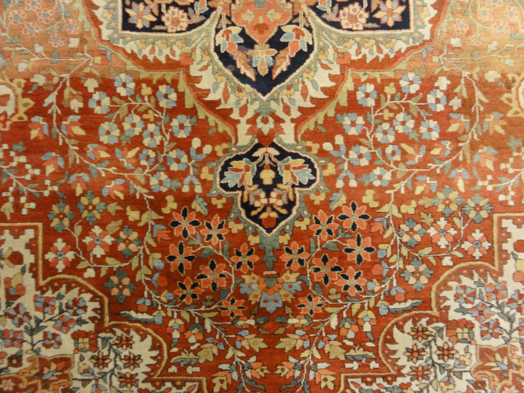Rare Antique Fine Farahan Circa 1870. A piece of genuine authentic woven carpet art sold by the Santa Barbara Design Center, Rugs and More.