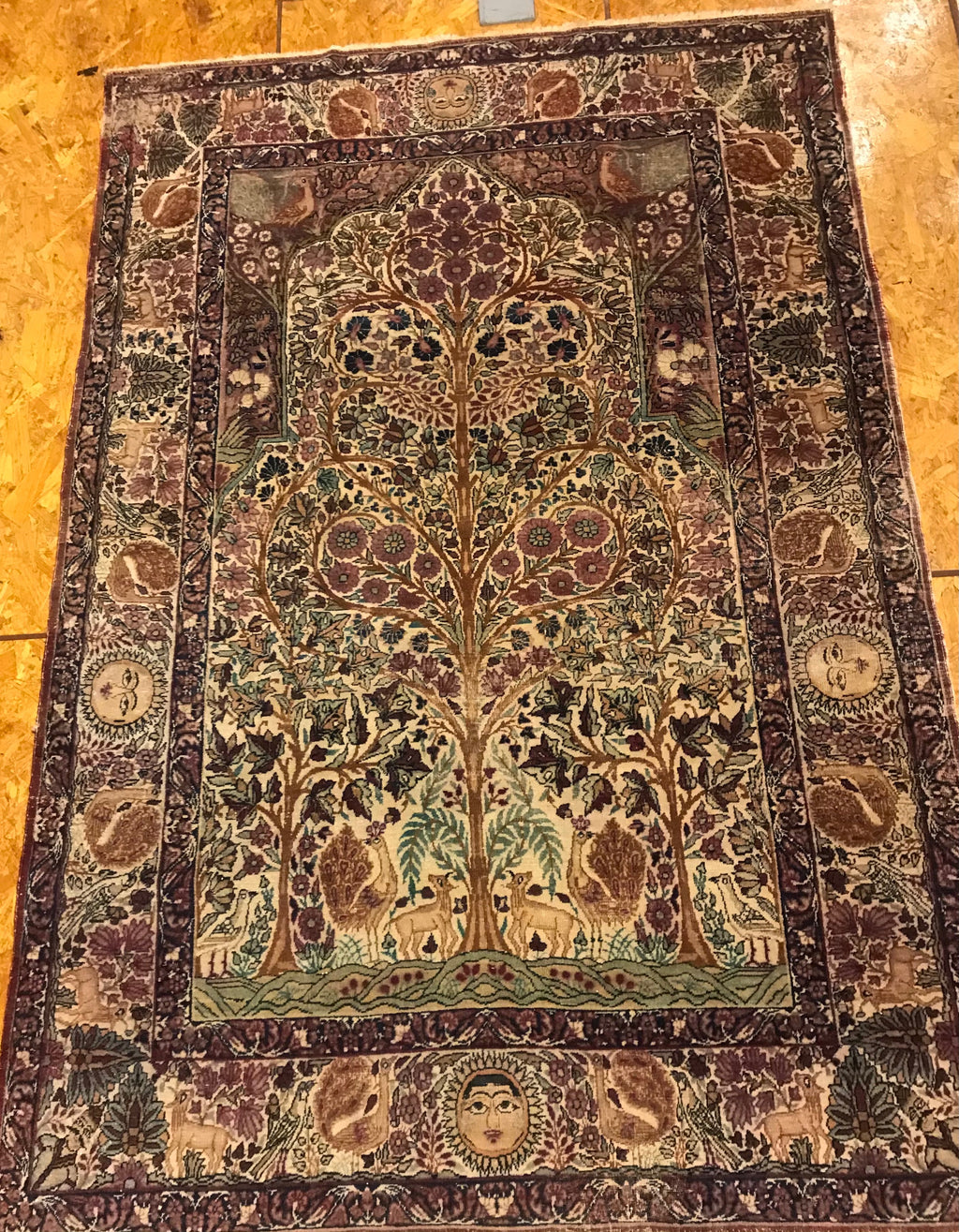 Antique Tree of Life Kerman Rug 34559