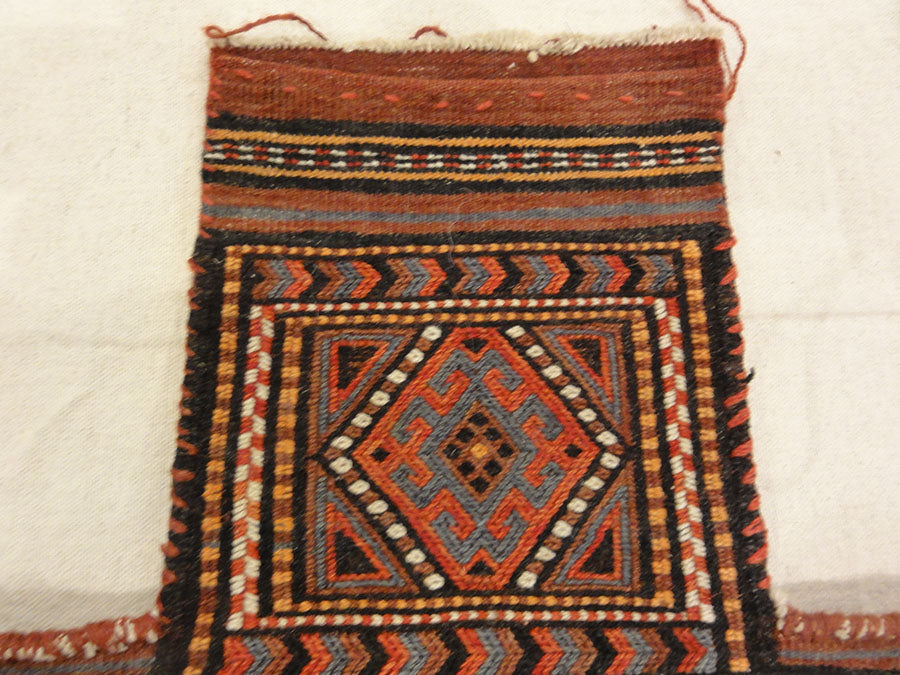 Antique Shahsavan Salt Bag. A piece of antique woven carpet art sold by Santa Barbara Design Center, Rugs and More in Santa Barbara, California.