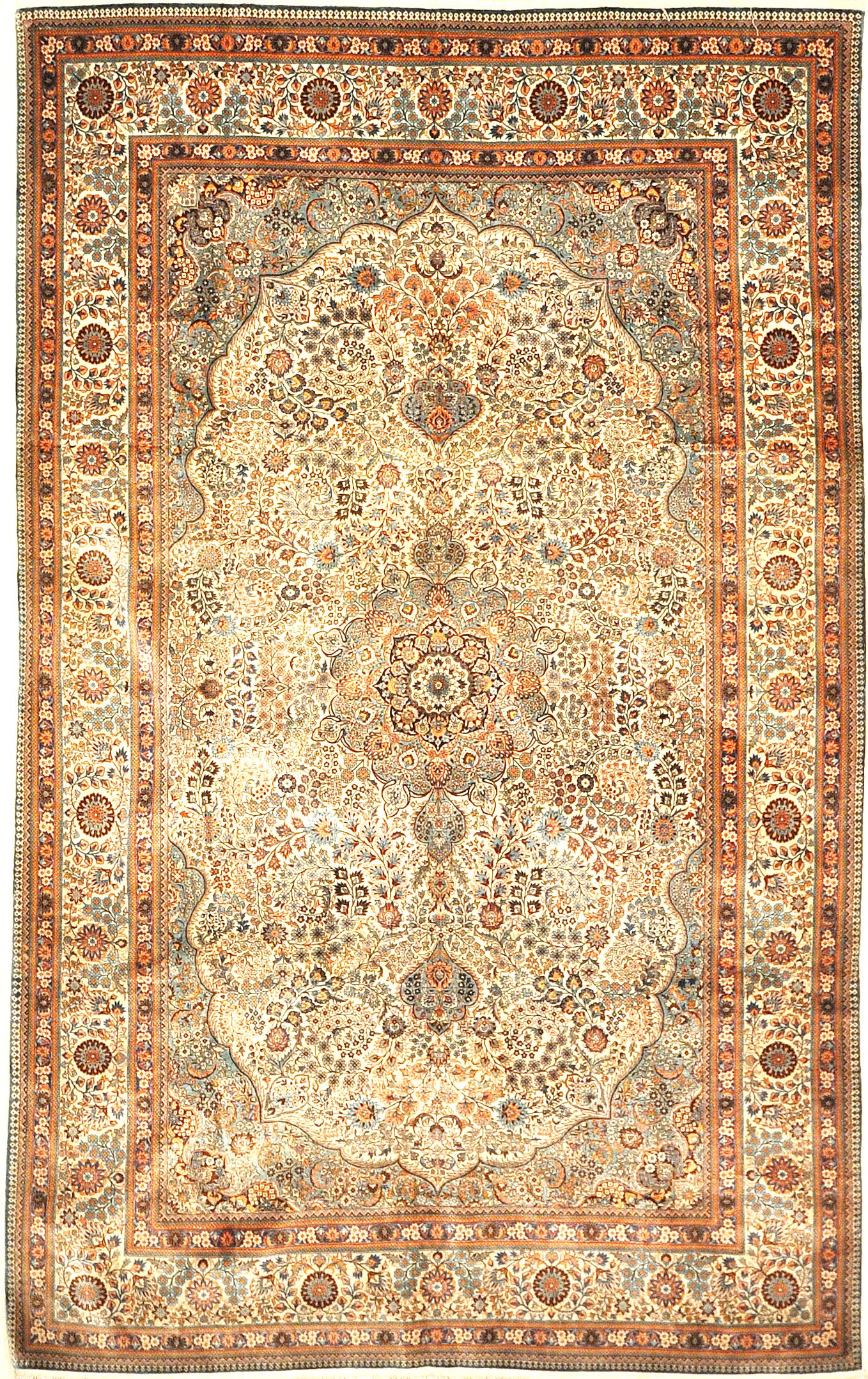 The finest antique finest silk rug in the world. A piece of genuine woven carpet art sold at Santa Barbara Design Center.