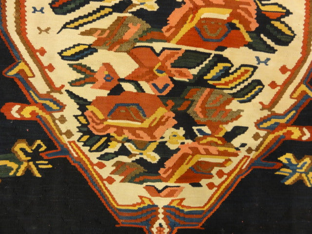 30087 Antique Persian Finest Silk Bijar Kelim with multiple color Silk Foundation