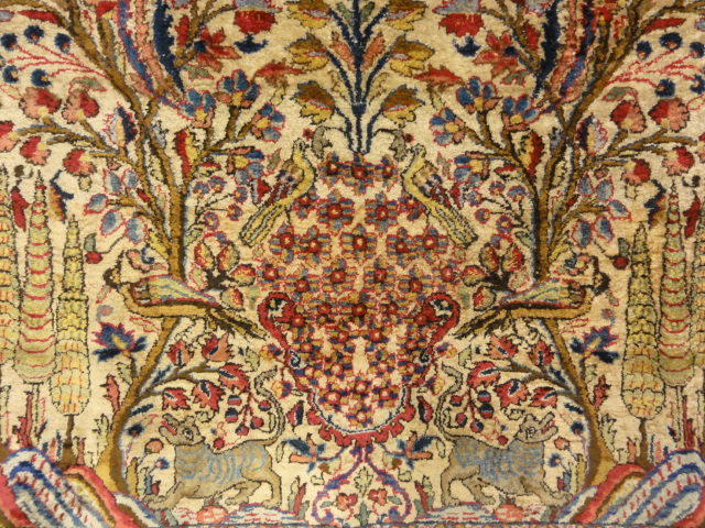Fine Antique Silk Persian Kashan Tree of Life Rug 30103