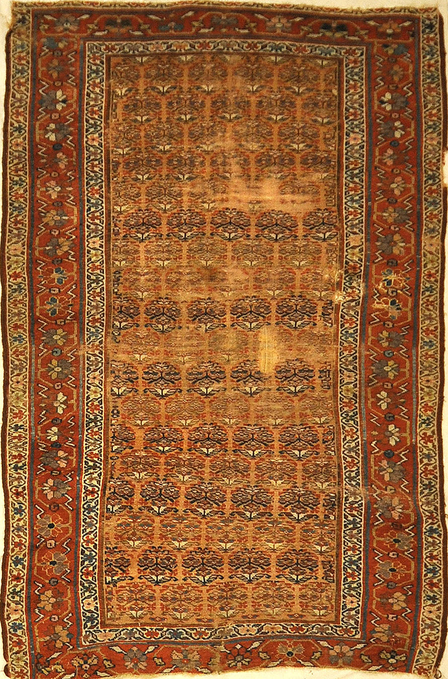 Antique Kurdish Rug ca 1880. A piece of genuine authentic antique woven carpet art sold by Santa Barbara Design Center, Rugs and More.