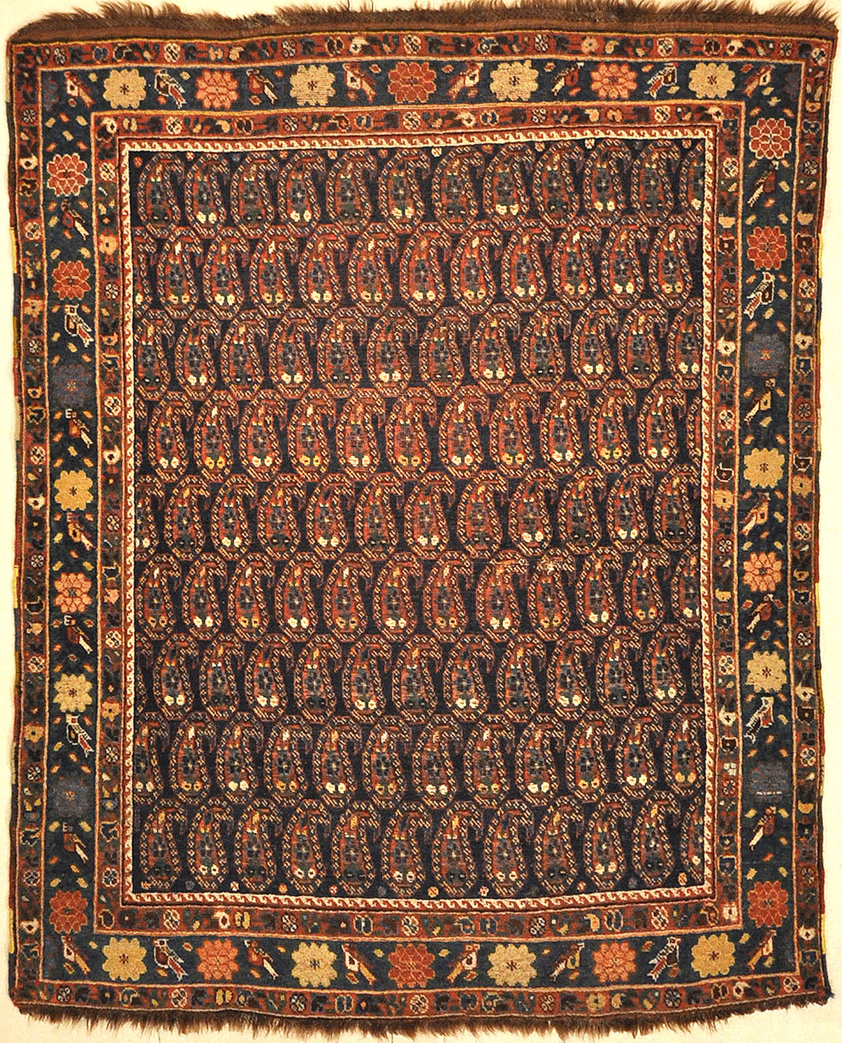 Antique Afshar Traditional Boteh Rug. A piece of genuine authentic antique woven carpet art sold by Santa Barbara Design Center, Rugs and More.