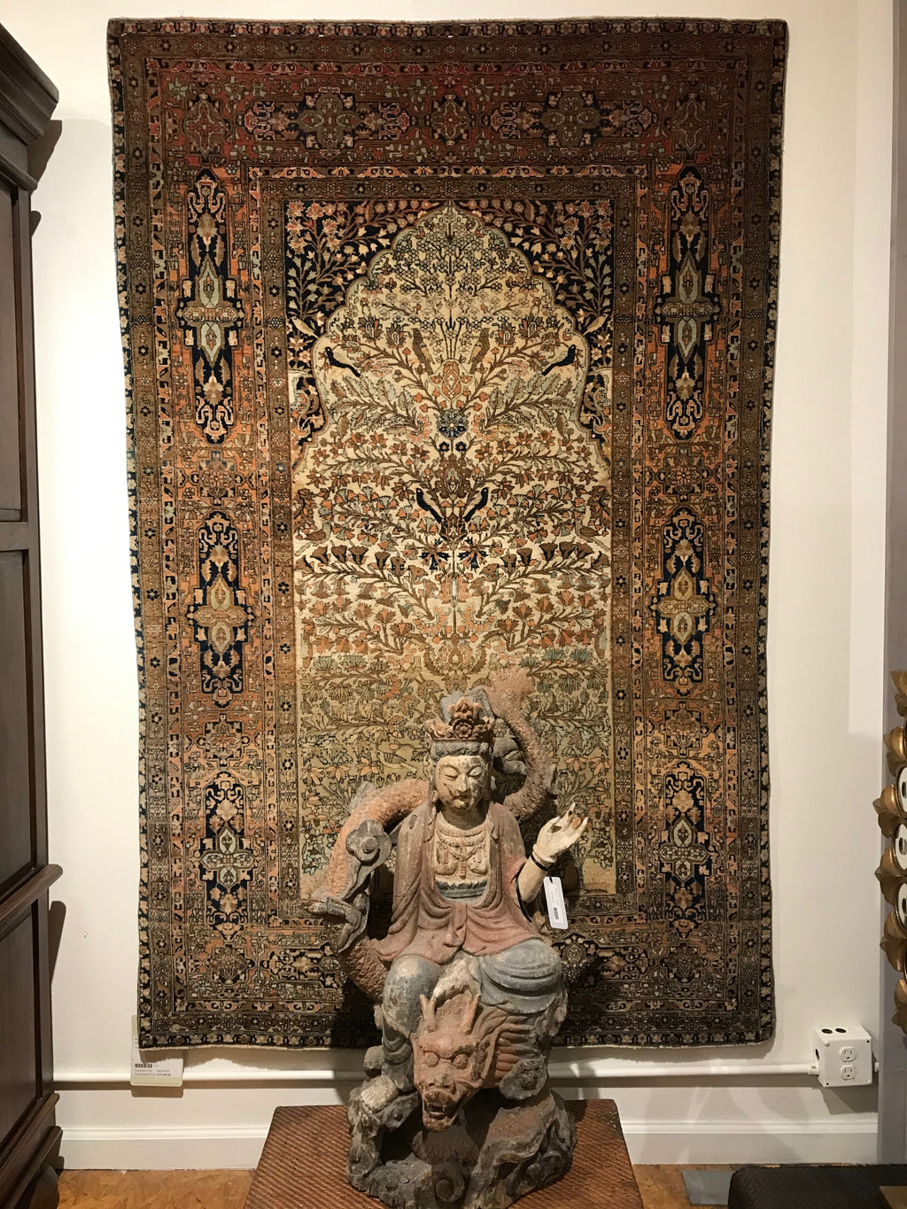 Antique Mohtasham Kashan Tree of Life Rug