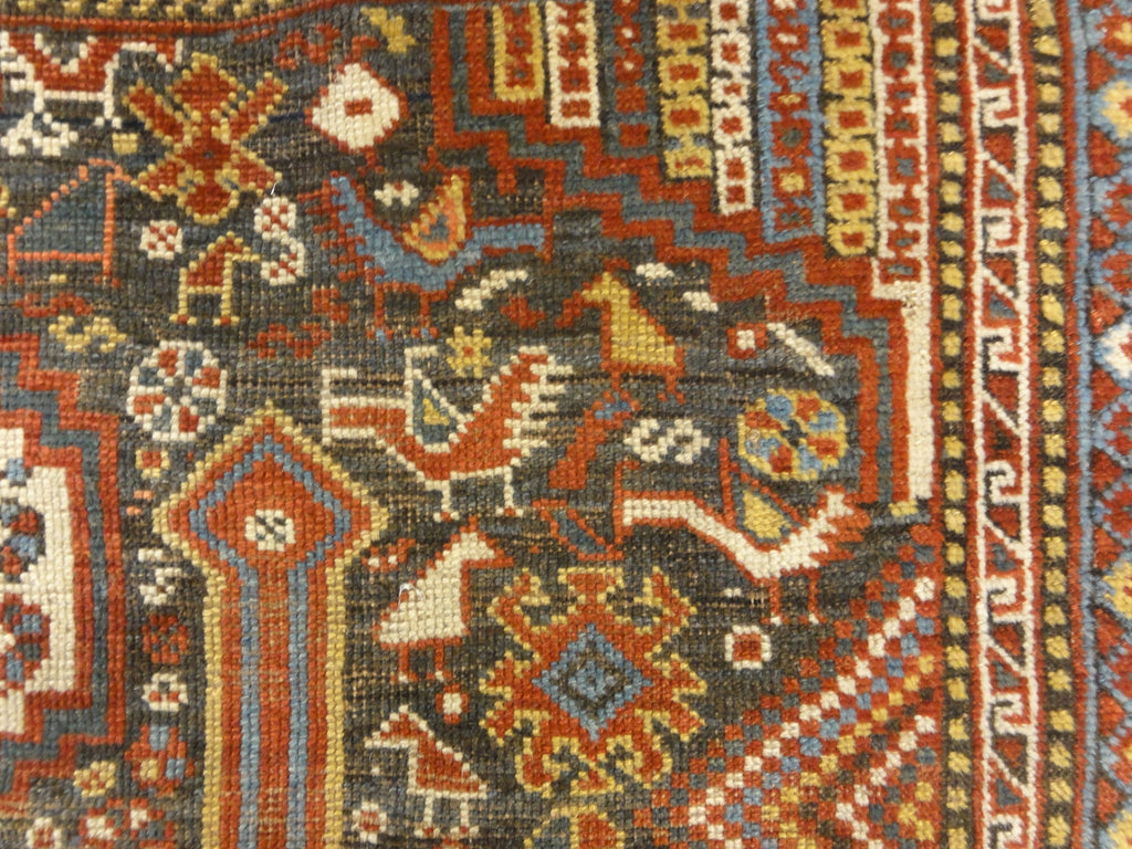 Antique Persian Khamseh Chicken Rug 30244