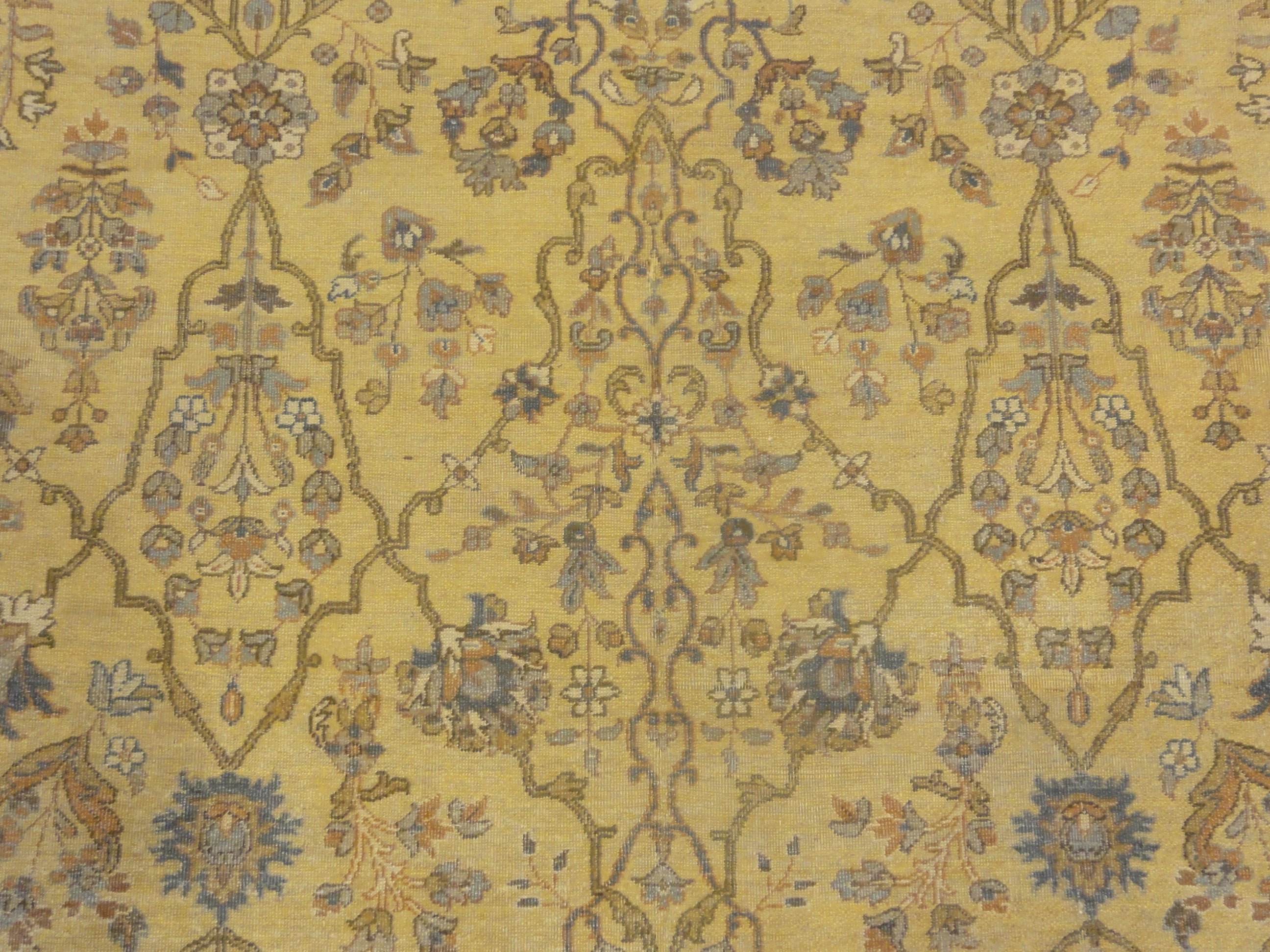 Antique Yellow and Blue Larestan Indian Rug 30433