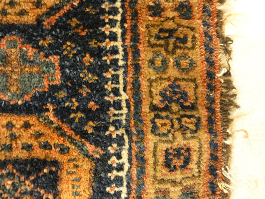 Antique Kurdish West Persian Bagface with Peacocks. A piece of genuine authentic antique woven carpet art sold by Santa Barbara Design Center Rugs and More