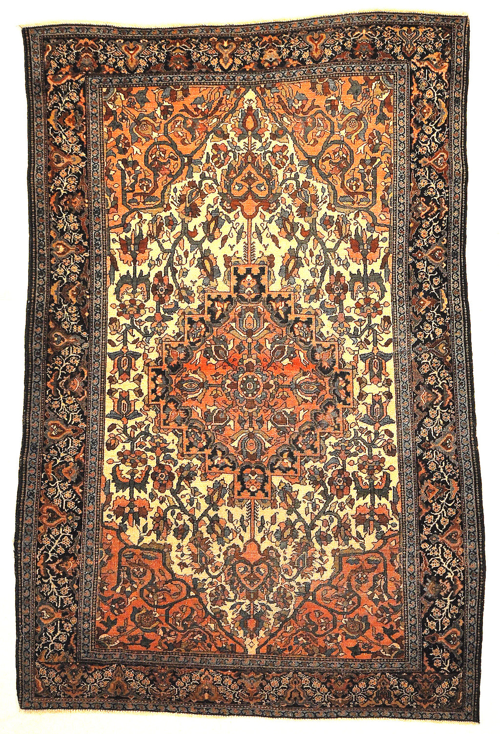 Antique 19th Century Village Persian Farahan Genuine Woven Carpet Art Authentic Intricate