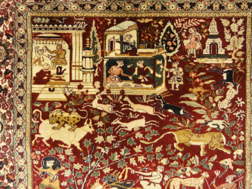 Antique Mughal Indian Emperial Rug. A piece of genuine authentic antique woven carpet art sold by Santa Barbara Design Center, Rugs and More.