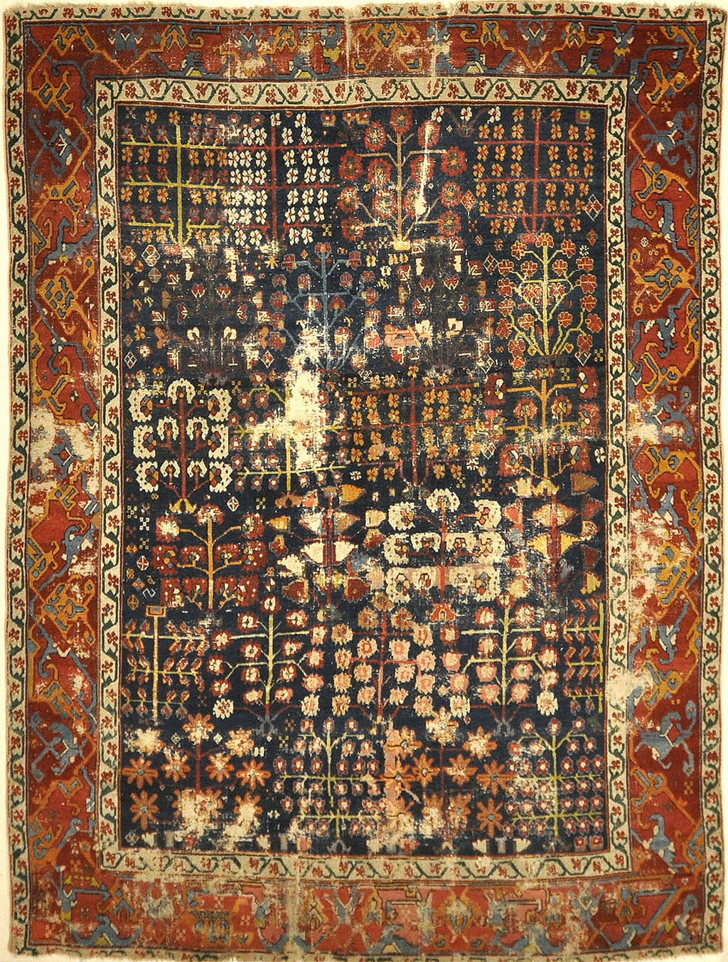 Antique Kurdish Shrub Rug Circa 17th Century A piece of genuine authentic woven carpet art sold by Santa Barbara Design Center Rugs and More.