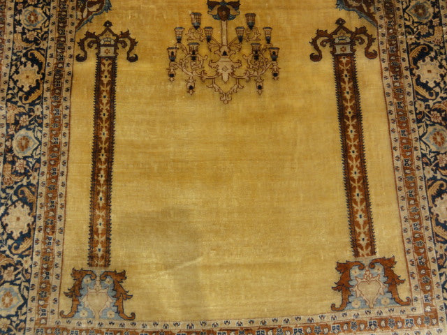 Fine Antique Silk Heriz meditation rug in perfect condition ca.1880 30036