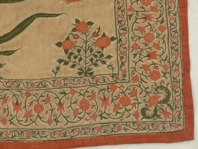 31719 Rare Antique Mughal Imperial Tent Panel Needlework 17th. Century