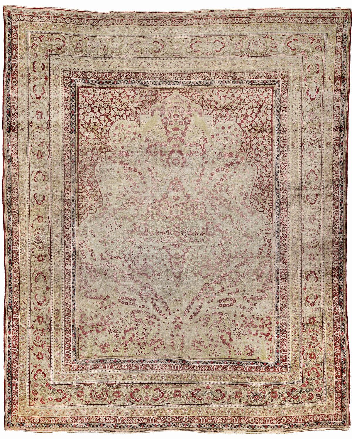 Antique unique Kermanshah with the largest meditation design woven ca.1860 28328