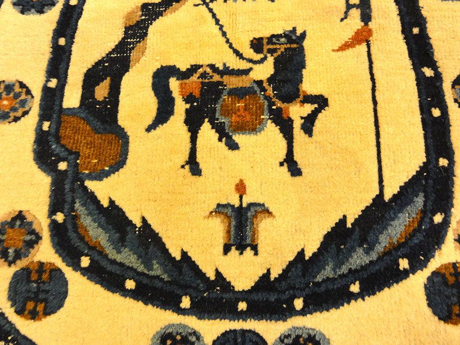 Antique Wool Peking Horse Cover. A piece of genuine antique woven carpet art sold by Santa Barbara Design Center, Rugs and More in Santa Barbara, California