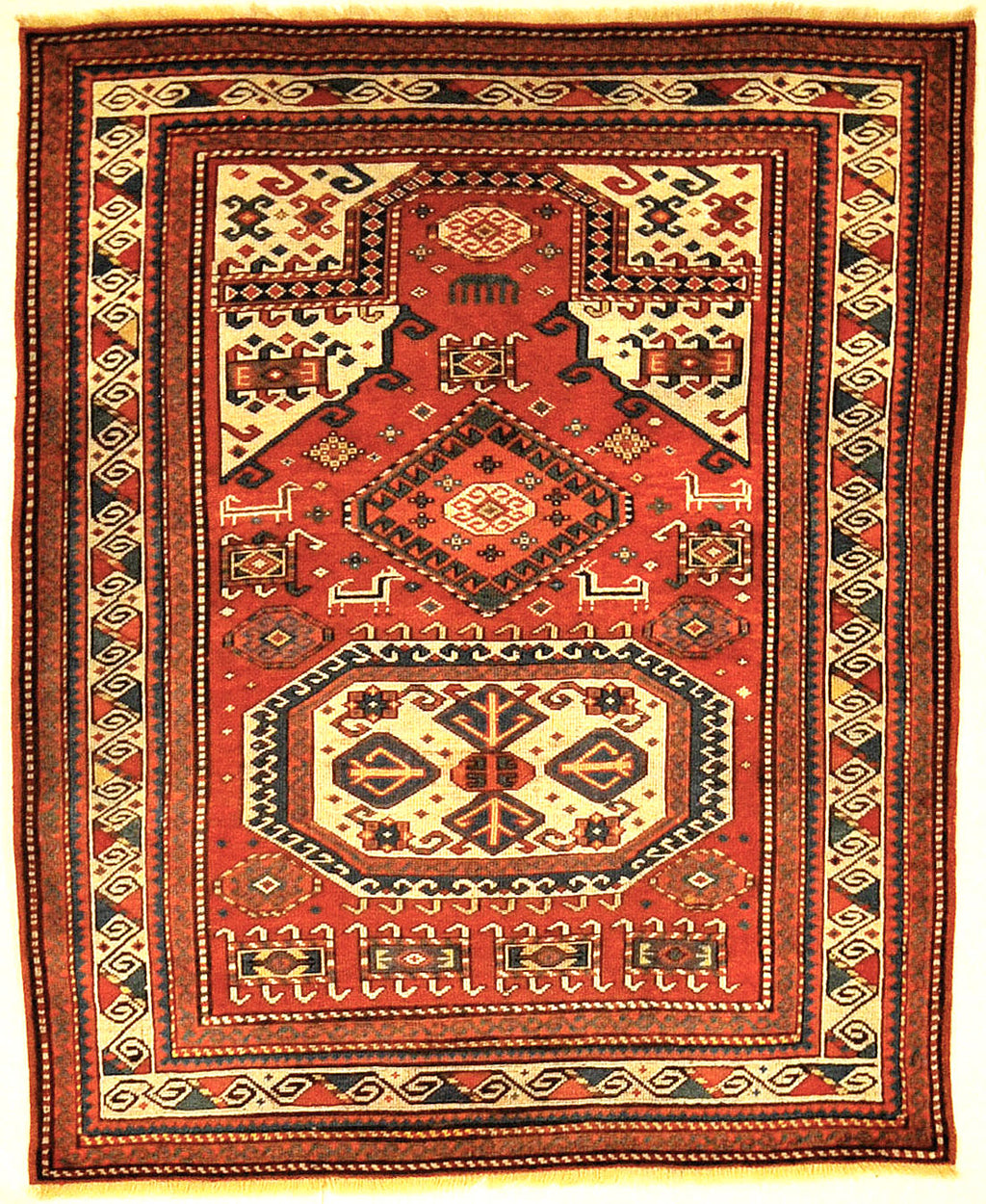 Finest Rare Museum Quality Caucasian Kazak Rug From the Early 19th Century. Genuine Woven Carpet Art. Santa Barbara Design Center Rugs and More.