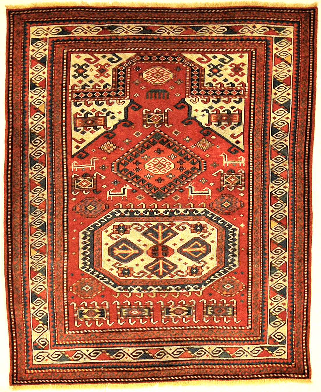 Finest Rare Museum Quality Caucasian Kazak Rug From the Early 19th Century. Genuine Woven Carpet Art. Santa Barbara Design Center Rugs and More.