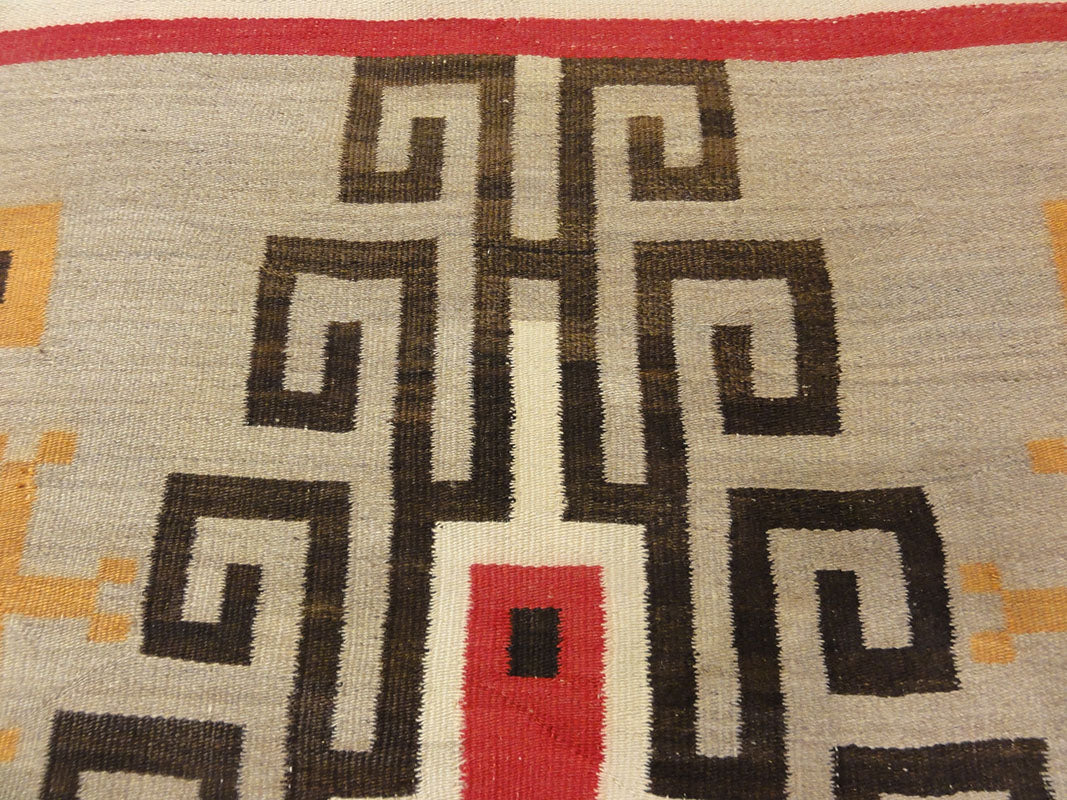 Large Antique Navajo Rug circa 1890-1900 featuring two grey hills. Sold by Santa Barbara Design Center, Rugs and More in Santa Barbara, California.