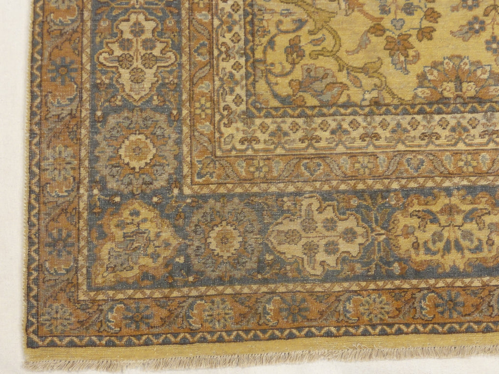 Antique Yellow and Blue Larestan Indian Rug 30433
