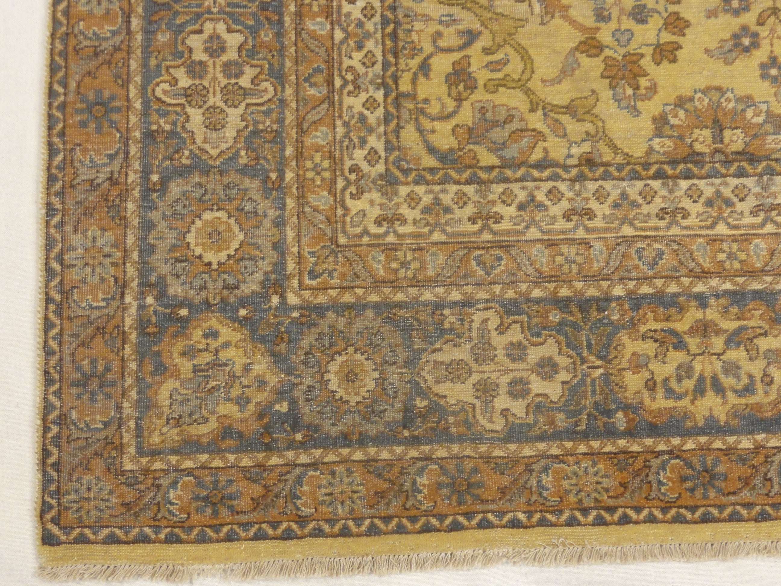 Antique Yellow and Blue Larestan Indian Rug 30433