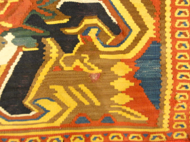 30087 Antique Persian Finest Silk Bijar Kelim with multiple color Silk Foundation