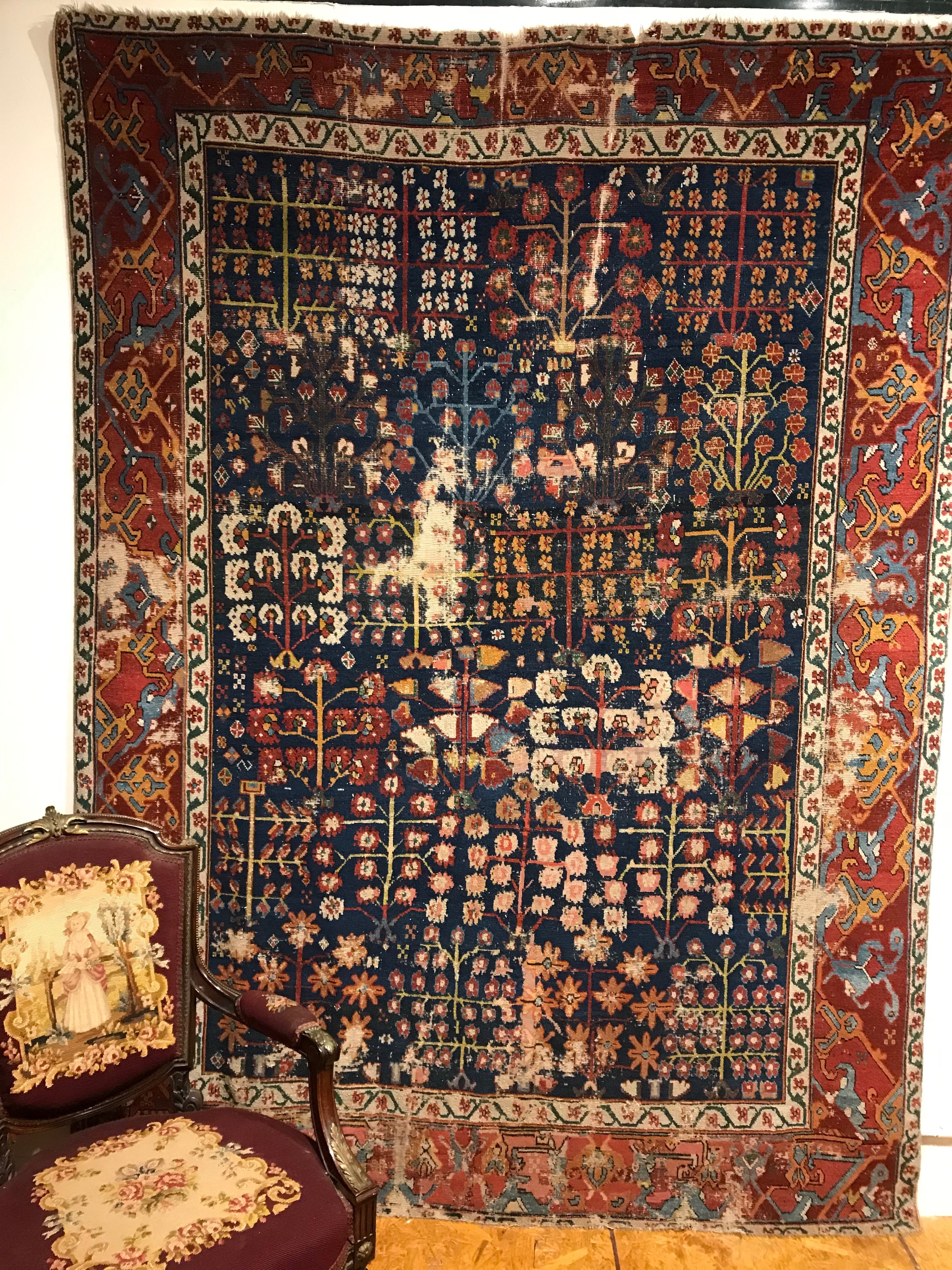 Antique Kurdish Shrub Rug Circa 17th Century