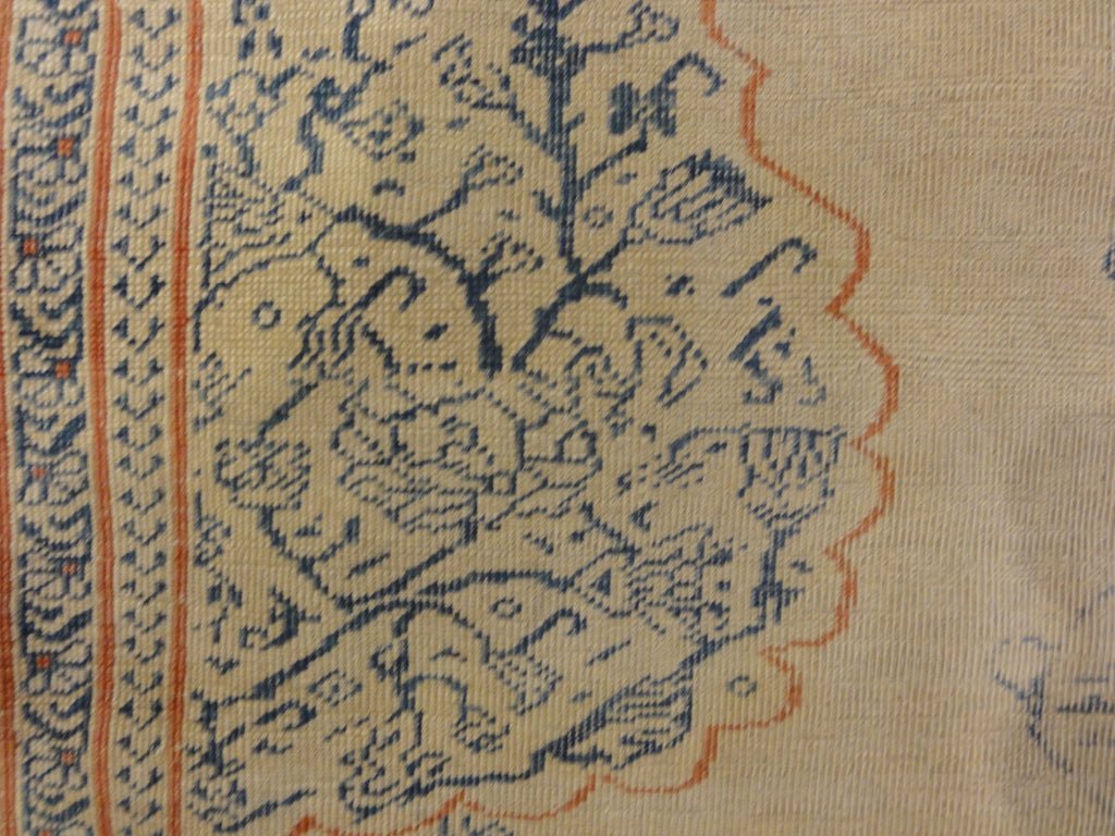 Antique Transylvanian 17th Century Turkish Prayer Rug. A fine piece of genuine woven carpet art sold at the Santa Barbara Design Center.