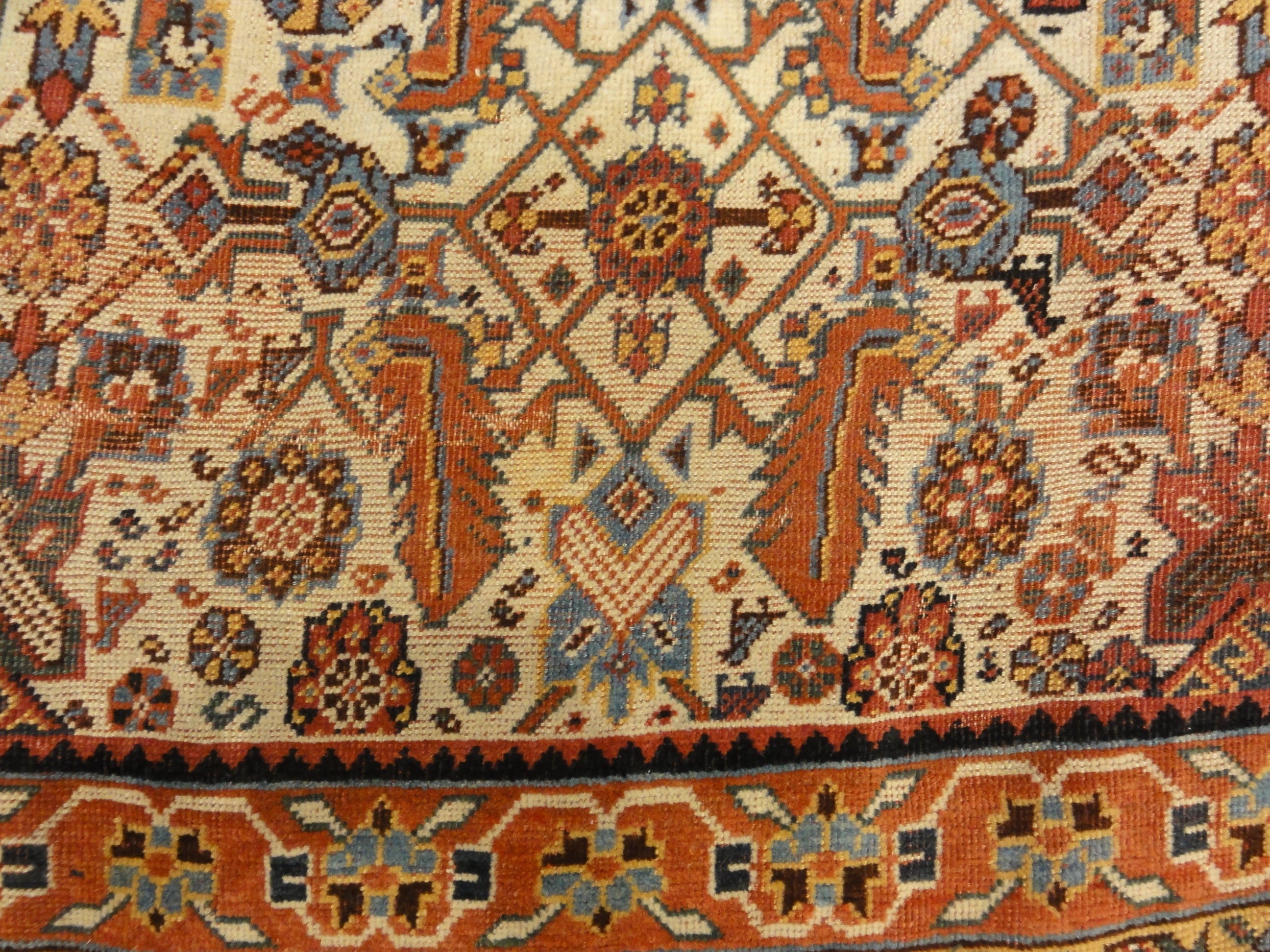 Rare Antique Qashqai with Ivory Background 30220