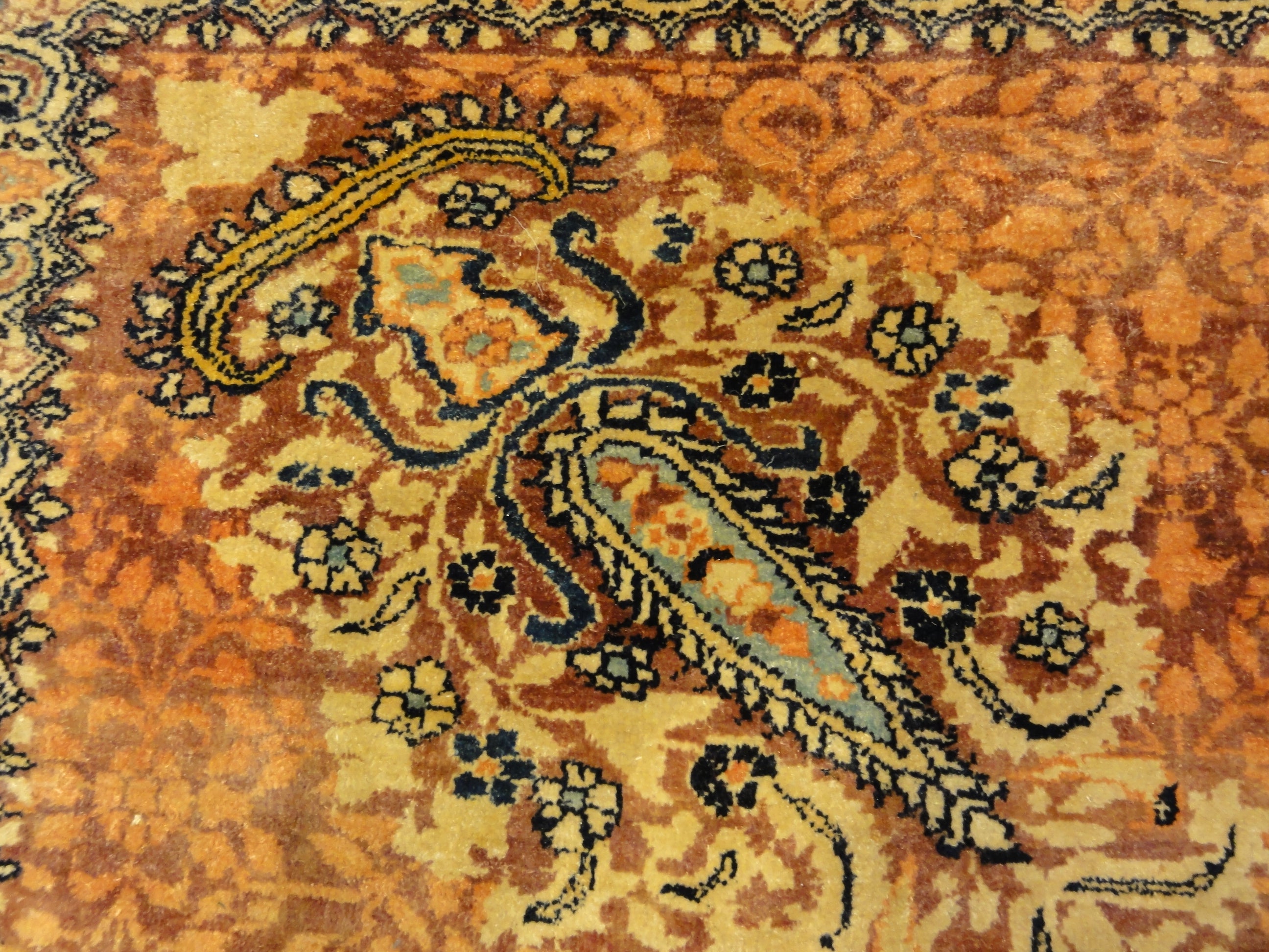 important Finest Antique Qajar Silk Rug made of Nasir din Shah's theater 30500