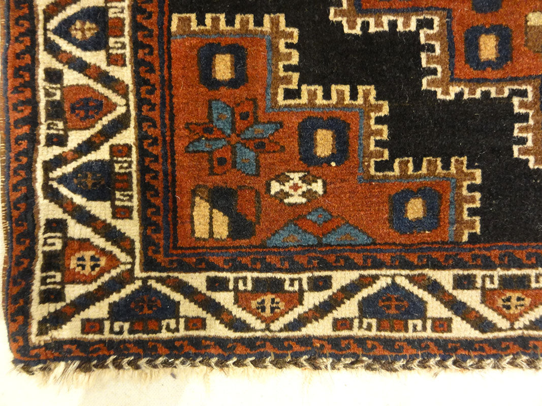 Fine Southwest Persian Afshar Bagface. A piece of woven carpet art sold by the Santa Barbara Design Center Rugs and More in Santa Barbara, California.