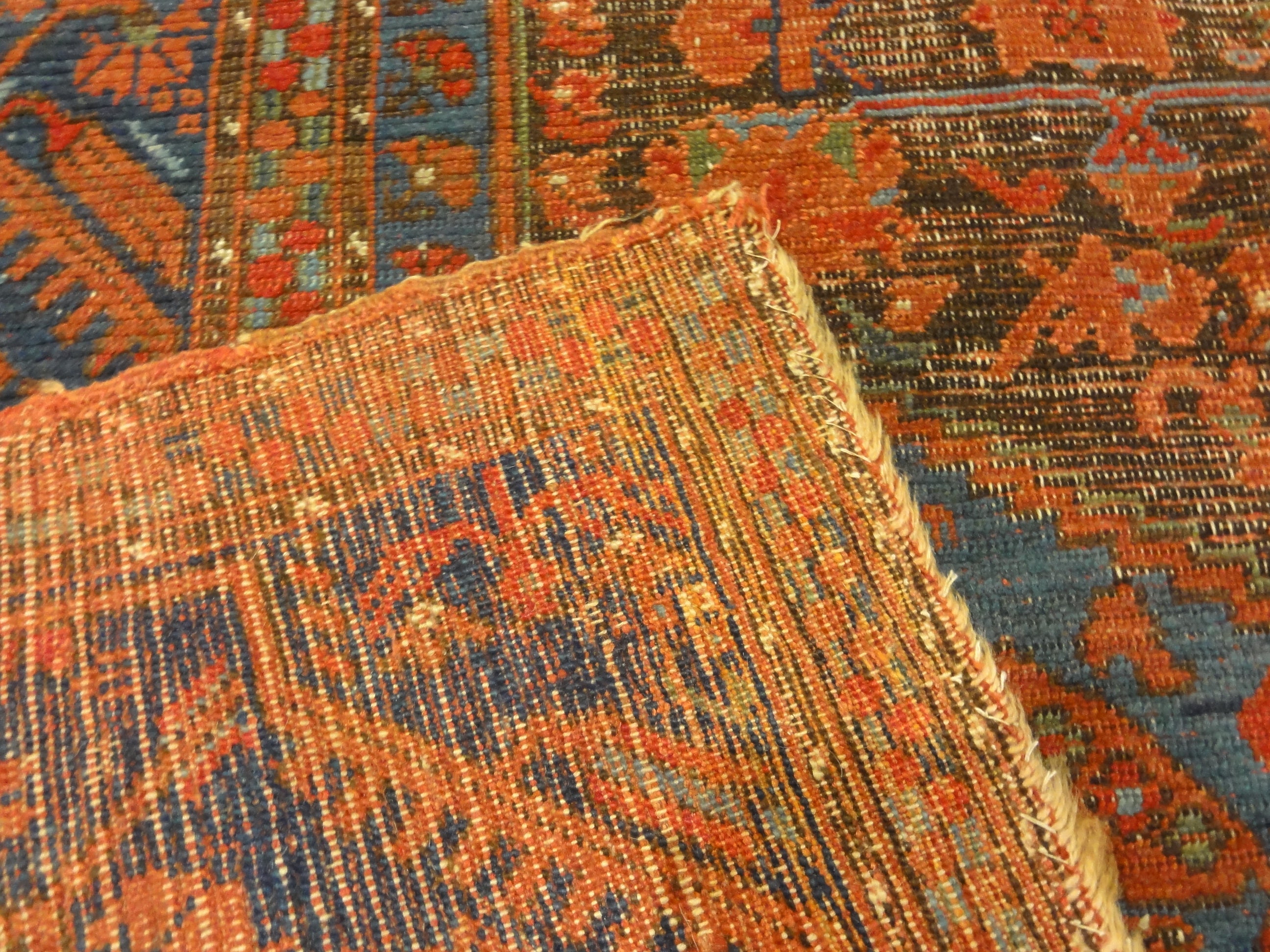 Antique Turkish Kula Rug Circa 1880. A piece of genuine woven carpet art sold by the Santa Barbara Design Center and Rugs and More.