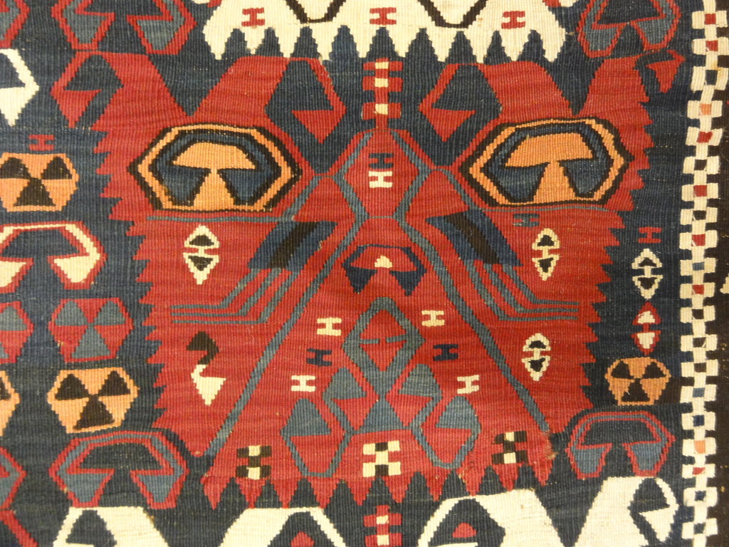 30155 Antique turkish Kelim Tribal Rug Featuring Goddess of Anatolia and Phoenixes