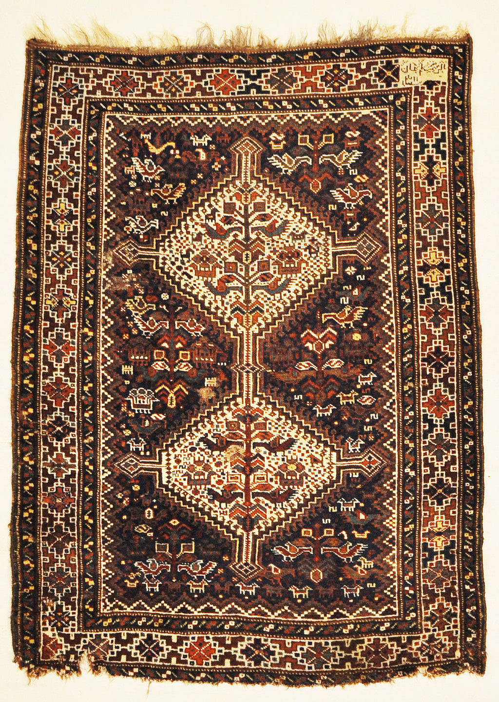 30072 Antique Persian Kahmseh Chicken Rug