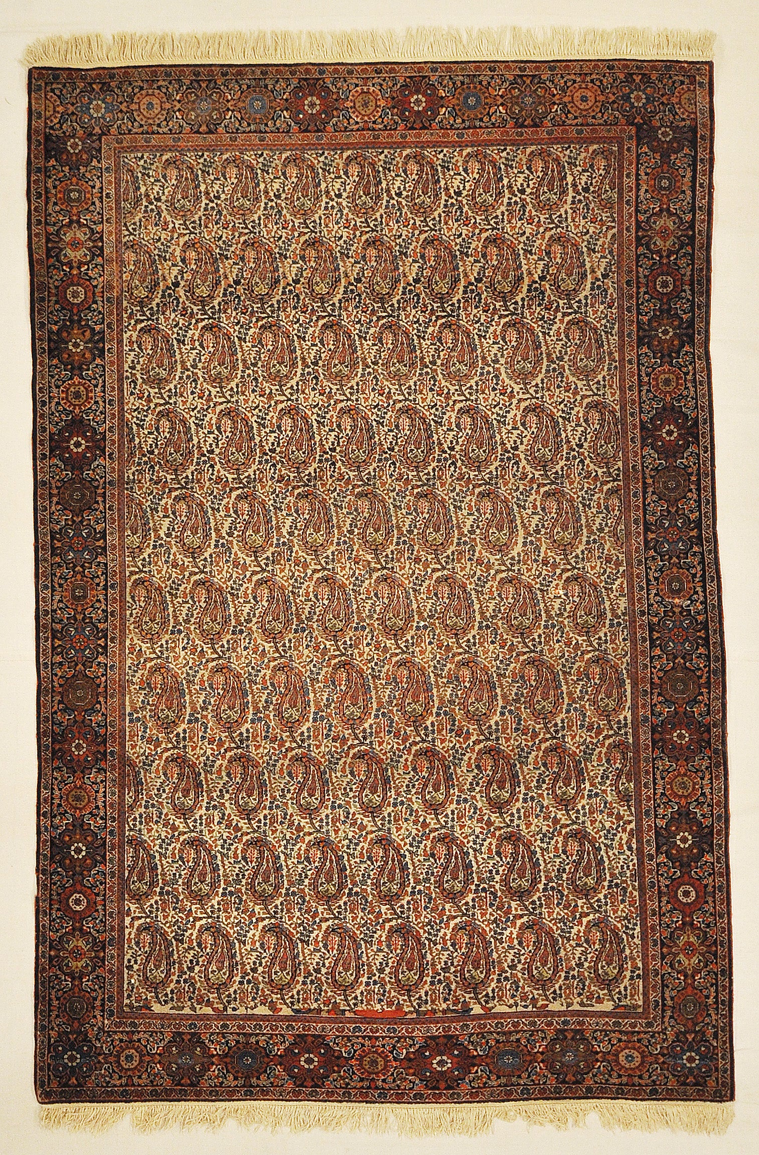 Fine Antique Sarouk Farahan Botteh with Rare Ivory Background in Mint Condition.