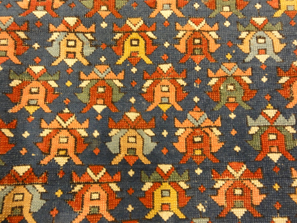 Rare Antique Cabbage Rose Seychour Rug ca. 1850's 30653